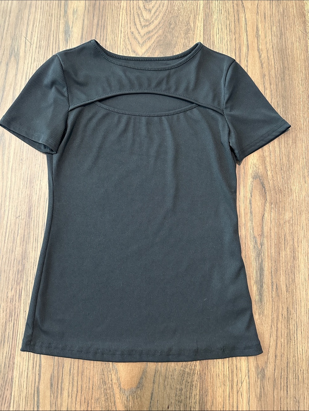 SHEIN Black Short Sleeve Cutout Front Tee